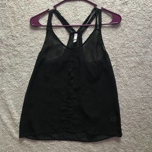 Black Sheer Button-down Tank